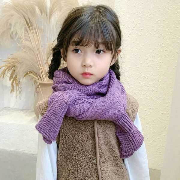 

winter pure color children's korean version simple versatile fashion geometric wool baby scarf warm neck cover, Red;brown