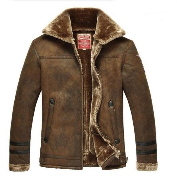 

crazy plus new men's lapel jackets fur promotion costumes winter men mens leather -3xl leather coat thicken male black brown m jac lvge