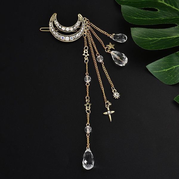 

2020 горячие продажи луны кристалл rhinestone бисер мотаться шпилька charm зажим для волос женщины свадебные украшения jllmjf bde_jewelry, Golden;white