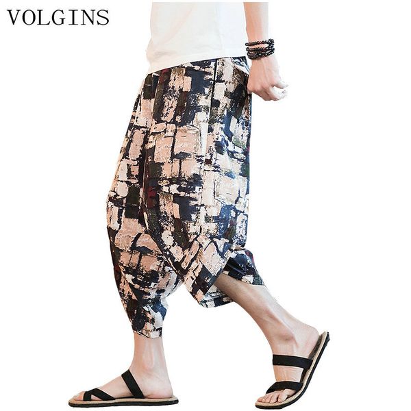 

streetwear mens 2020 new beach male summer casual calf-length pants man chinese style baggy loose trousers drawstring