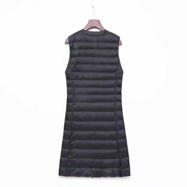 

2021 new women's vest ultra light vests women female down coat long slim sleeveless two-way jacket eeny, Black;white