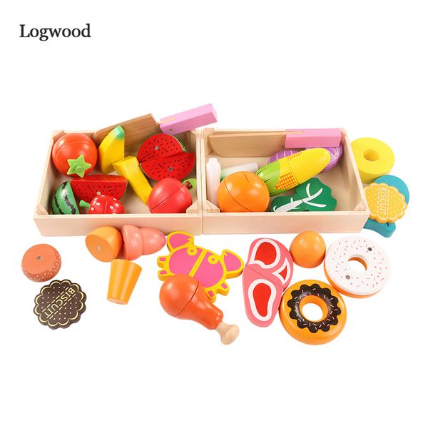 

wooden kitchen toys cutting fruit vegetable play miniature food kids wooden baby early education food toys lj201009