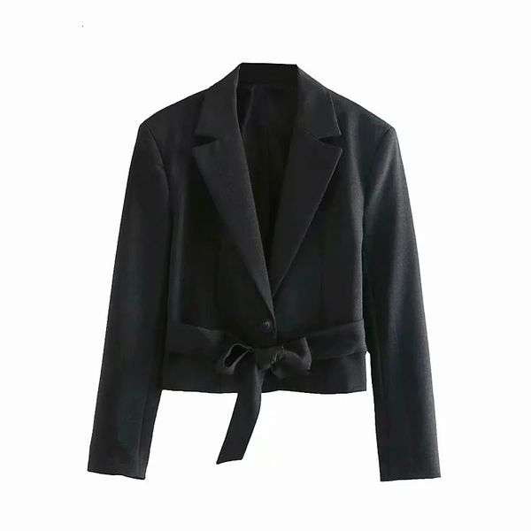 

2021 new fashion with belt cropped woman fall elegant office ladies women's blazer long sleeve jackets jpxw, White;black