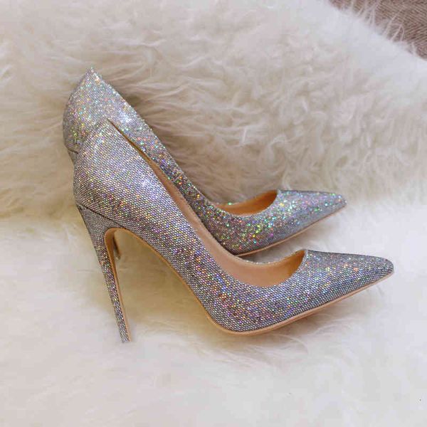 

sandals fashion women glitter strass point toe heeled stiletto stripper high heels prom evening shoes pumps large size 44 12cm, Black