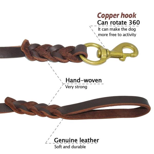 

braided leather dog leash pet k9 walking training leash lead for medium large dogs german shepherd gift dog training bbyttt