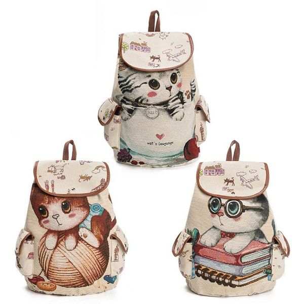 

cute casual drawstring backpack teenager backpacks cat school bag dropshipping travel school backpack for teenage girls