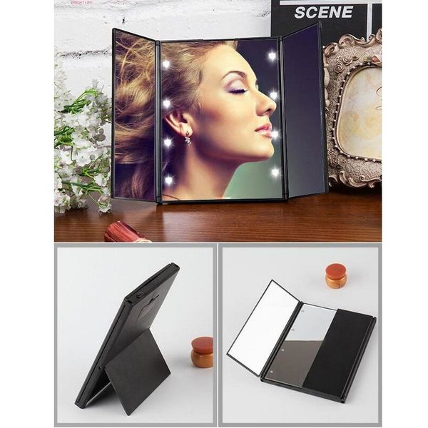

led makeup mirror led make up mirror foldable inside battery mini foldable portable folding compact cosmetic with led light retail packing