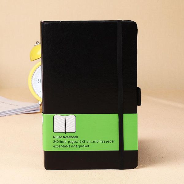 

notepads hard cover pu lined notebook elastic band journal, Purple;pink