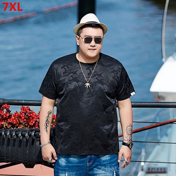 

summer short-sleeved t-shirt camouflage male large size plus size cotton tide men's loose half-sleeve 6xl 7xl