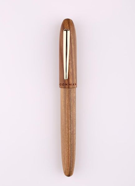 

new moonman m6 natural wood fountain pen handmade full wooden beautiful brown sandalwood f/m/bent nib fashion writing gift pen1