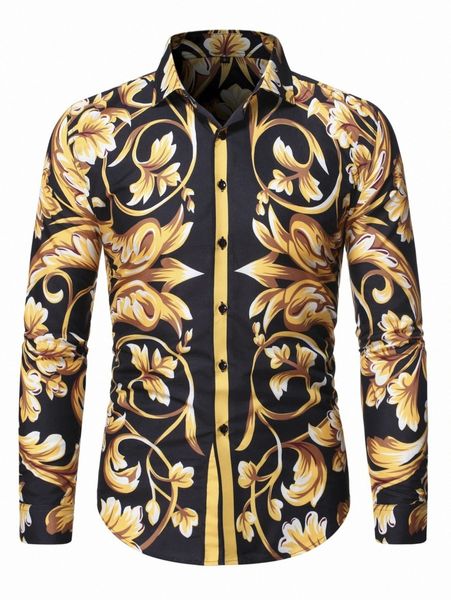

men baroque print button up shirt c173#, White;black