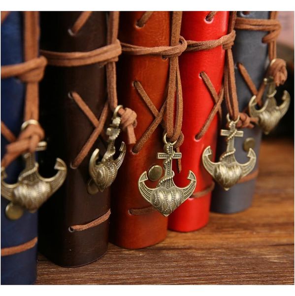 

2017 spiral notebook diary notepad vintage pirate anchors pu leather note book replaceable stationery gi jlluro outbag2007, Purple;pink