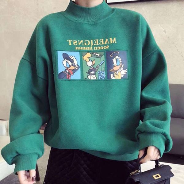 

winter 2020 new half high collar plush thickened sweater for women, Black