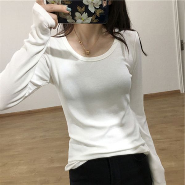 

m6z36 autumn shirtunderpin new korean long underpants t-shirt women's small shirt slim and tightwith white foreign style sleeve shirt20