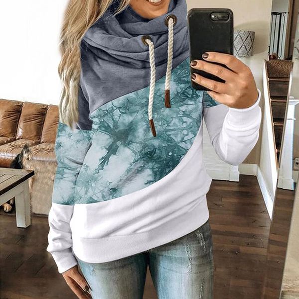 

women's hoodies & sweatshirts fashion women creative tie dye patchwork sweatshirt casual hooded drawstring harajuku autumn female, Black