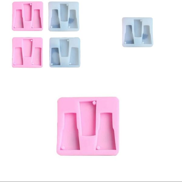 DIY Silicone Garrafa Moldes Voltando Sugar Trapezium Keychain Mold Baking Decore Ferramentas Mold Red Azul Opcional 3HL G2