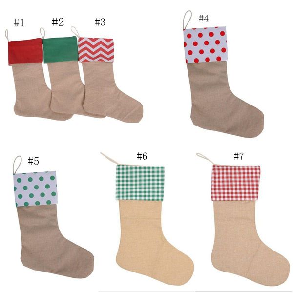 

gift bags 12*18inch canvas christmas xmas stocking large size plain burlap decorative socks bag dhe1465