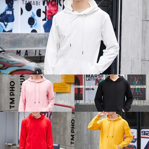 

ur2b1 20 wearsweater wear couple wearautumn pure brand sweater couple fashion trendy solid color hooded men's clothing cotton hssu0, Black