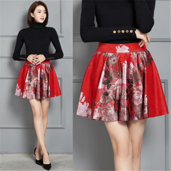 

2021 new fashion genuine real sheep leather skirt k16, Black