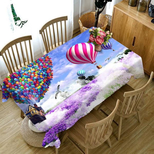 

table cloth 2021 3d tablecloth purple air balloon pattern dustproof thicken cotton children room decorated home textile
