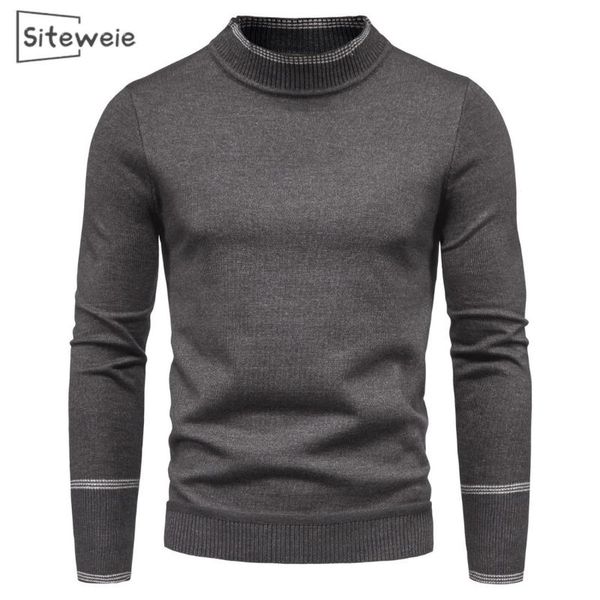 

siteweie 2020 new brand men clothing semi-high collar sweater long-sleeve slimming men's bottom shirt sueters de hombre l534, White;black