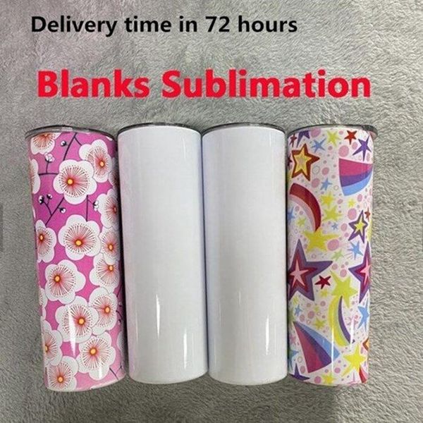 

diy heat sublimation tumbler blank 20oz stainless steel skinny insulated tumbler diy straight cups white beer coffee mugs in stock wy742