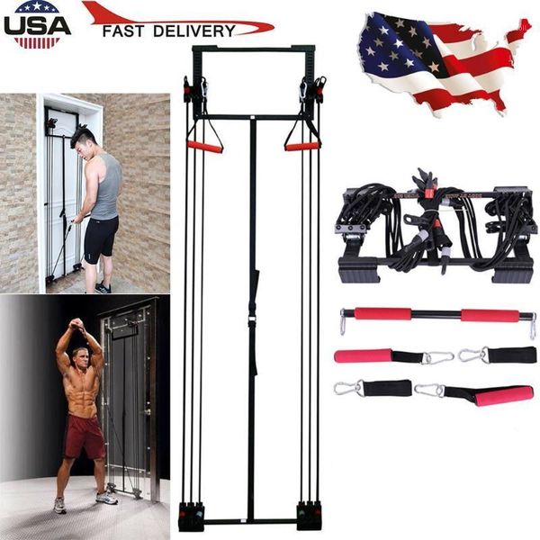 

resistance bands full gym fitness door trainer tension straight bar1
