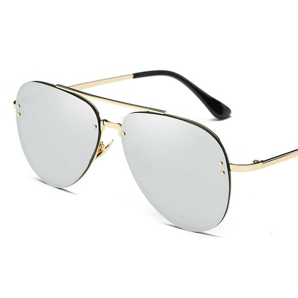 

same star 2019 sunglasses women's new round face fashion frameless sunglasses reflective toad glasses net red eyes personality, White;black