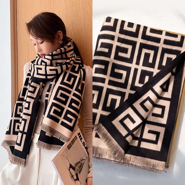 

scarf 2021 new women's versatile spring and autumn fashion ins shawl warm imitation cashmere neck military multi color ing, Blue;black