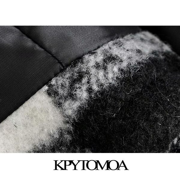 

винтажные стильные карманы плед свободные шерстяные куртки пальто женщины 2020 мода отворотный воротник с длинным рукавом женский верхняя од, White;black