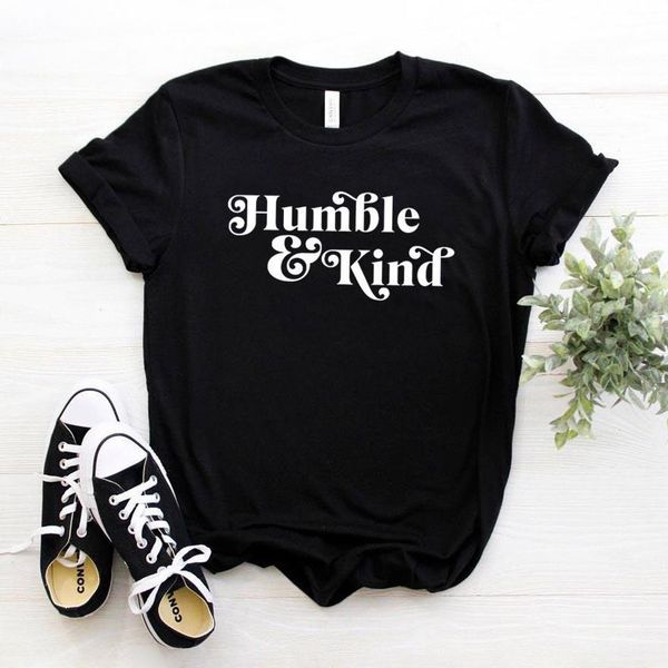 

women t shirt humble and kind print tshirt women short sleeve o neck loose t-shirt ladies causal tee shirt clothes, White