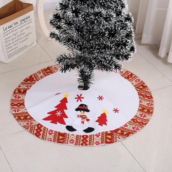 

christmas decorations 90cm red and white tree skirt with snowman carpet year decoration merry rug party decor1