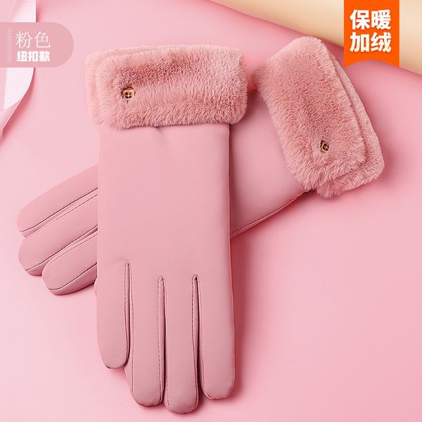 

lady cycling korean students cute warm plush thick touch screen winter outdoor riding gloves, Blue;gray