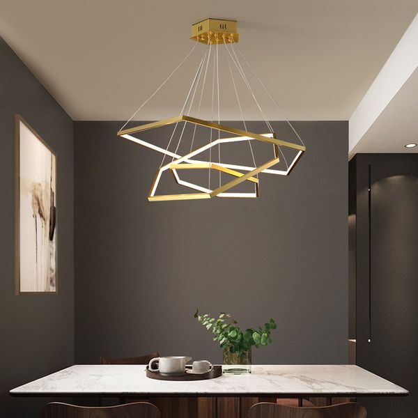 

art deco geometrical led chandelier lighting modern living room hanging light fixture ins stainless steel chandelier suspension