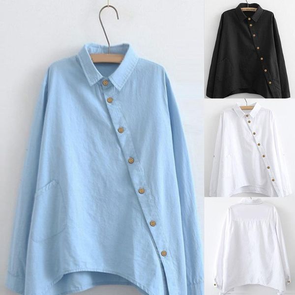 

men's casual shirts blouses women 2021fashion solid color long sleeve simple style loose causual bloouse chemisier femme, White;black