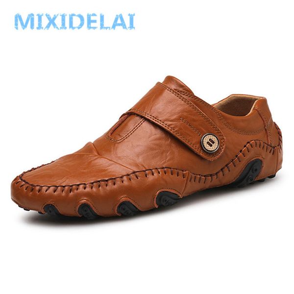 

mixidelai fashion british style causal genuine leather slip on men outdoor shoes zapatos hombre, Red;white