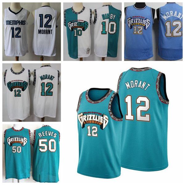 

2020 ja 12 morant mens старинные мемфис грилься ванкувер джерси 10 mike bibby abdur rahim 50 reves shorts баскетбольная майки, Black;red