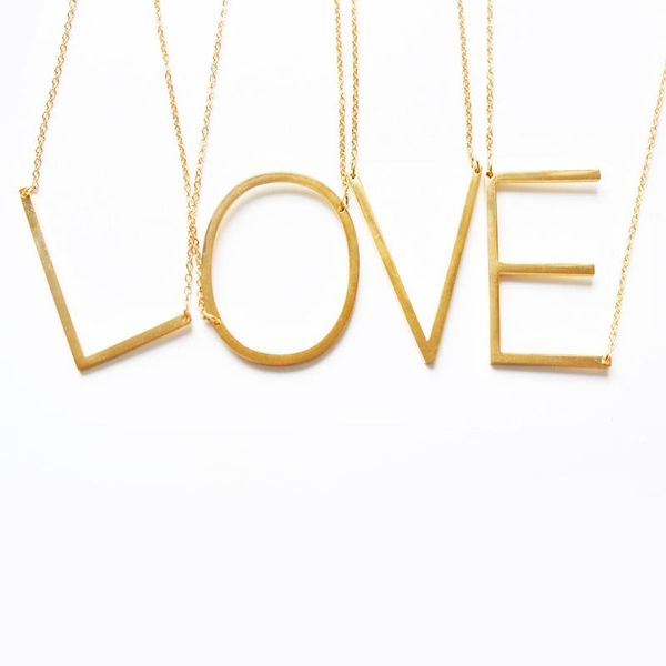 

new fashion gold stainless steel 26 alphabet letter pendant initial necklace for women fashion jewelry, Silver