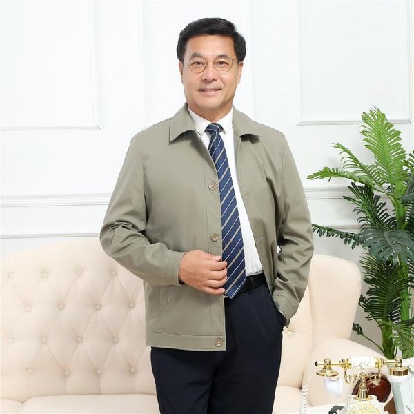 

men's coat autumn and winter new style men jacket loose-fit fold-down collar men's middle-aged coat, Black