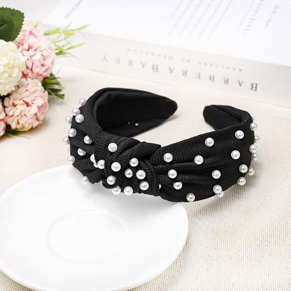 

hair accessories inlay headwear solid turban autumn women headband fashion pearls