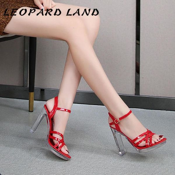 

sandals leopard land catwalk mannequin shoes flat heel black platform 11cm high for women summer lfd-9053-2a