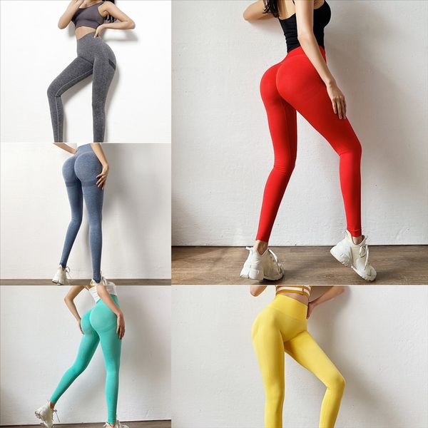 

m2vk tight solid color explosion seamless yoga running sports pants tight hips nine points base girl yoga pant