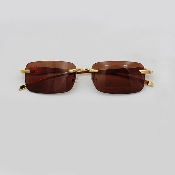 

gold brown rimless rectangle sunglasses vintage shades men retro hip hop glasses sport sunglasses uv eyewear with box, White;black