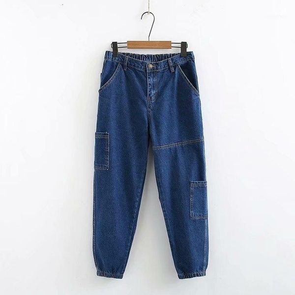 

plus size vrouwen jeans casual losse lange blauwe jeans1, Blue