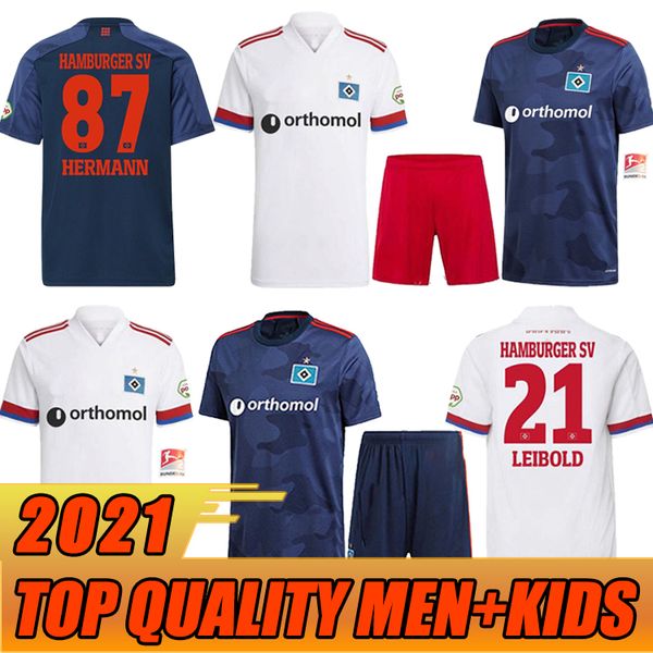 

20 21 hsv mÃ¤nner kinder soccer jerseys hamburger sv home away shirts kittel leibold dudziak terodde football uniforms sets, Black;yellow