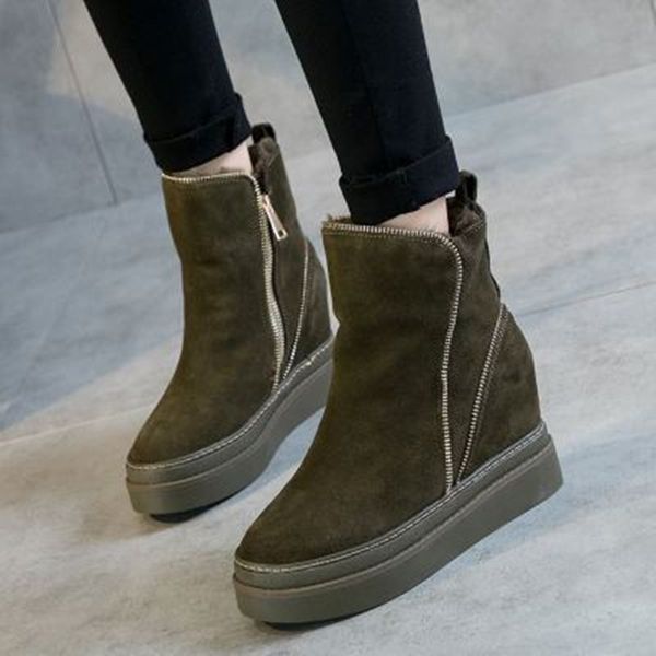 

warm 2021 new skin snow leather winter boots woman shoes l910, Black