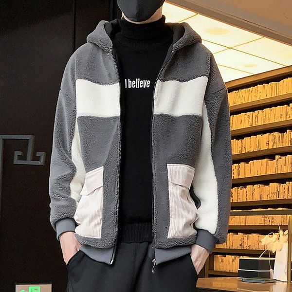 

men's jacket 2021 autumn winter new slim solid color thick warm jacket loose casual personality youth men's wear, Black;brown