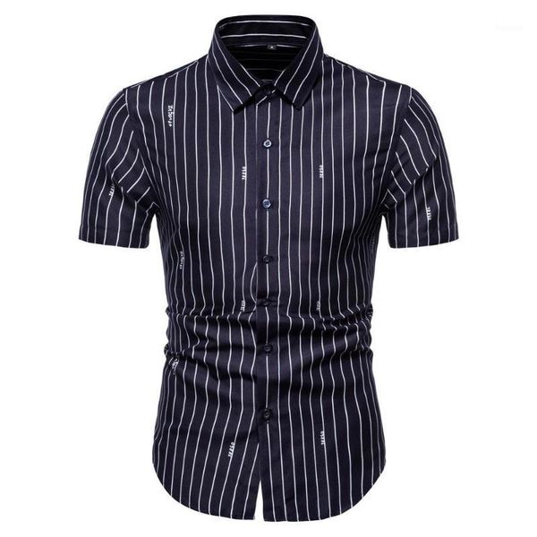 

men's striped shirt short sleeve black white summer clothes thin casual shirts for men slim fit blouse male camisa masculina1, White;black