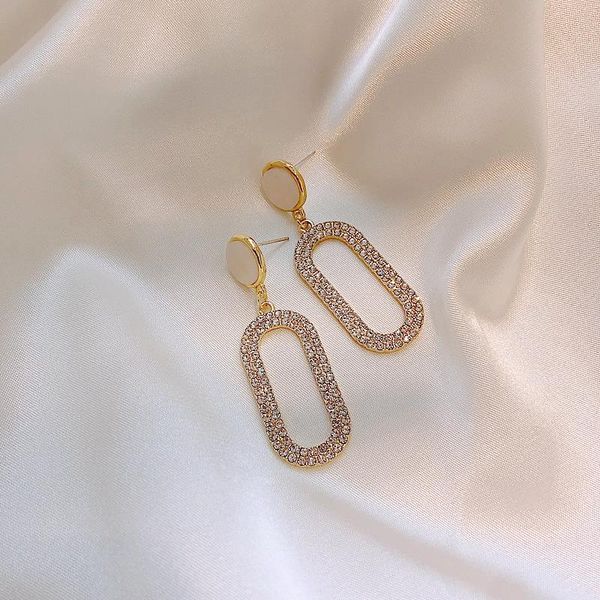 

unusual earrings womens oval set crystal long earrings female hipster exaggerated personality earring accessories, Silver