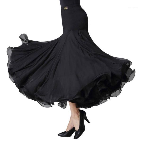 

new puffy style ballroom dance skirt long waltz dress tango practice skirt popular danceing clothes evening party black1, Black;red
